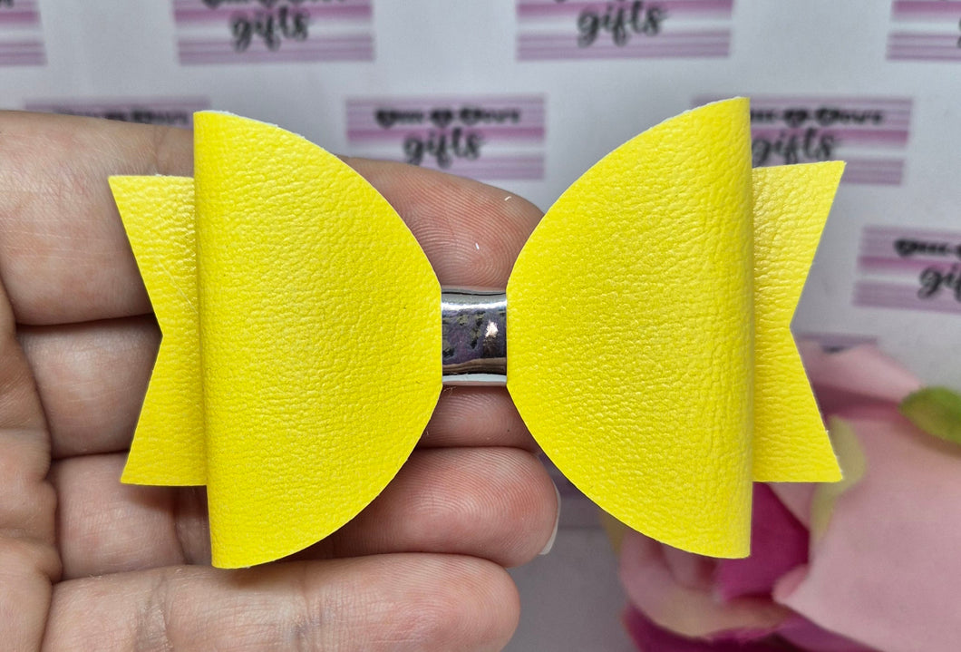 Yellow leatherette bow