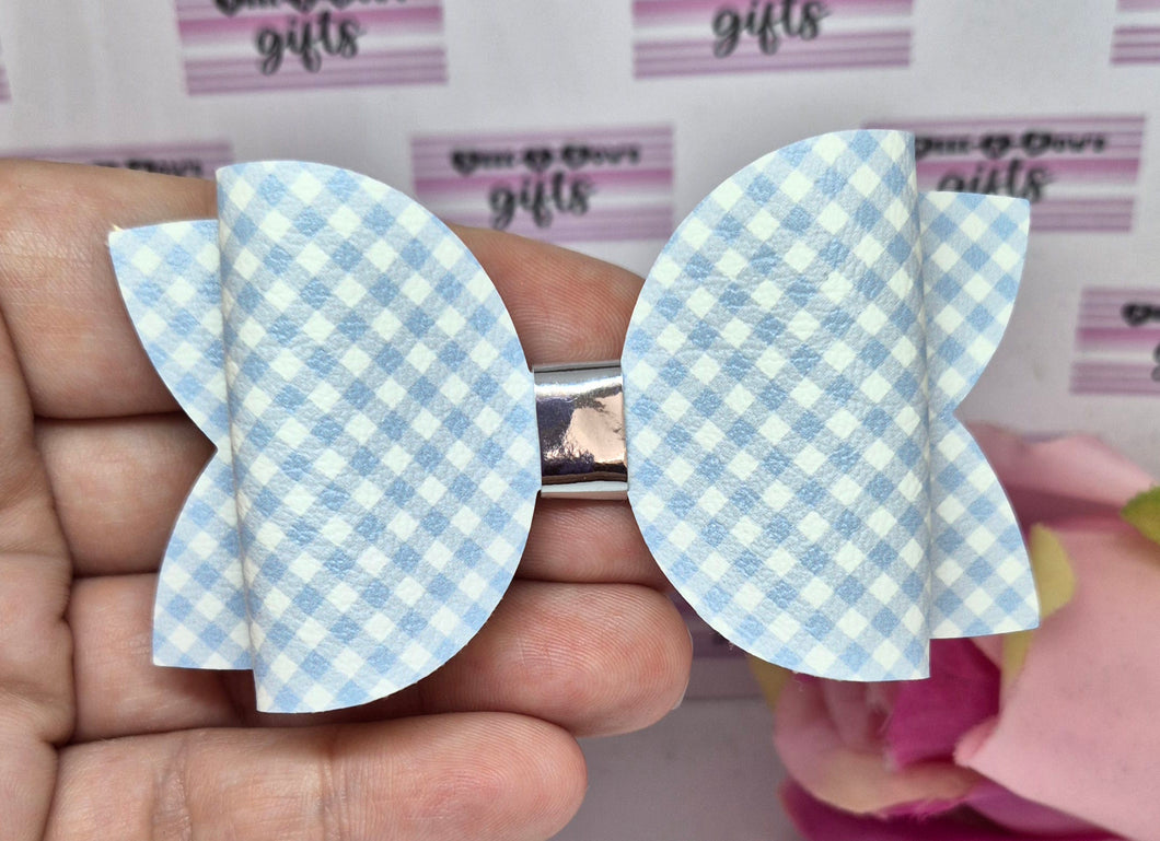 Pale blue gingham bow