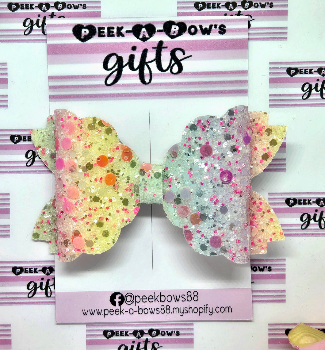 Bejeweled rainbow glitter bow