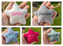 Load image into Gallery viewer, Personalised velvet stars (multiple colours)
