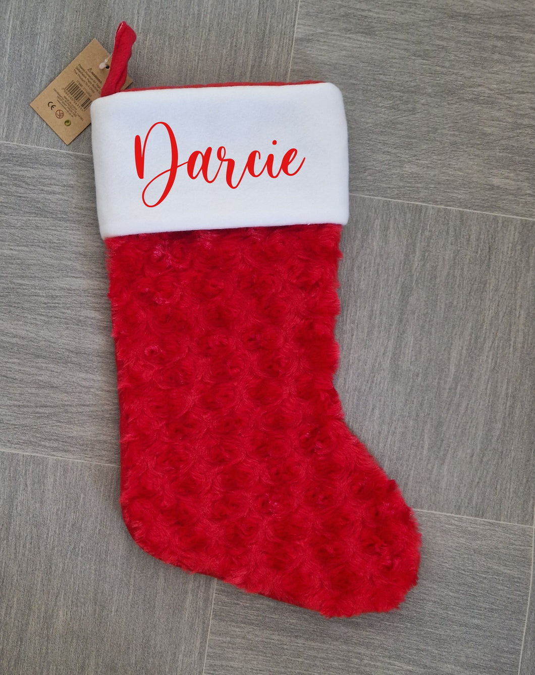 Personalised plush velvet stocking