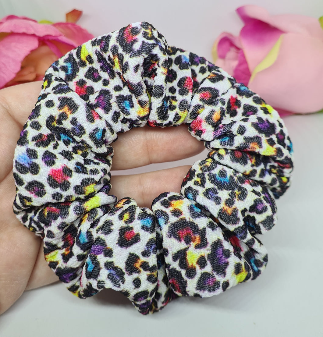 Rainbow leopard print scrunchie