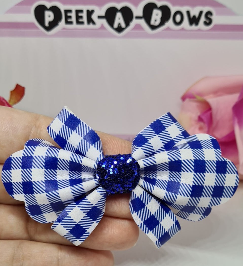 Blue gingham sj bow