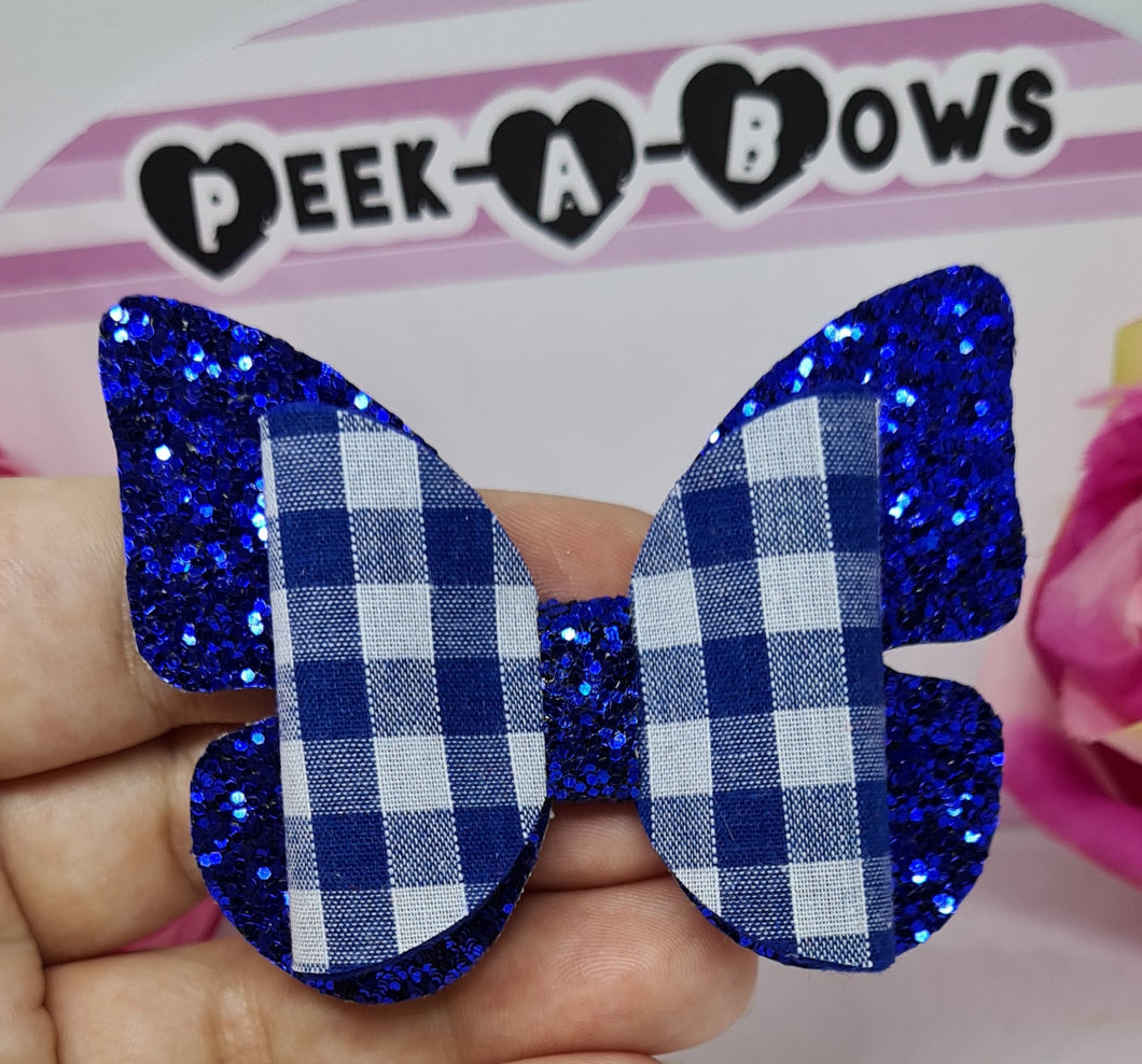 Royal blue gingham looped butterfly