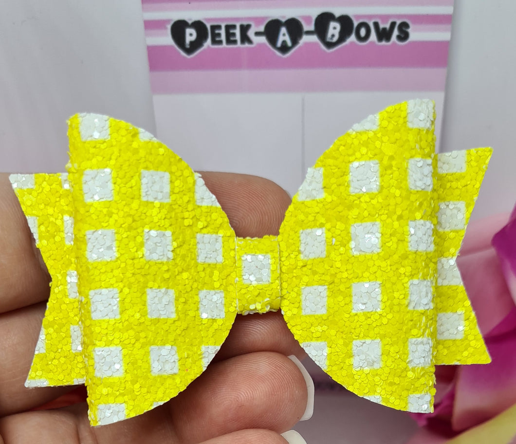 Yellow gingham glitter