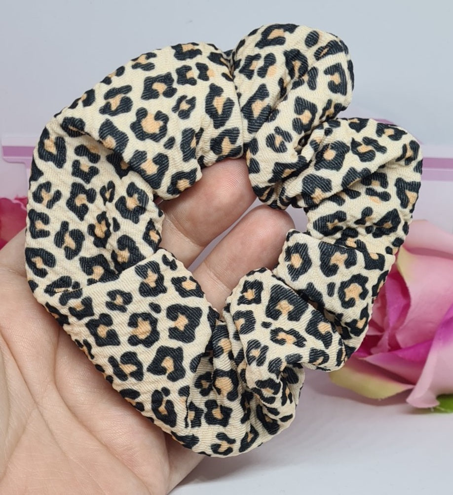 Nude leopard print scrunchie