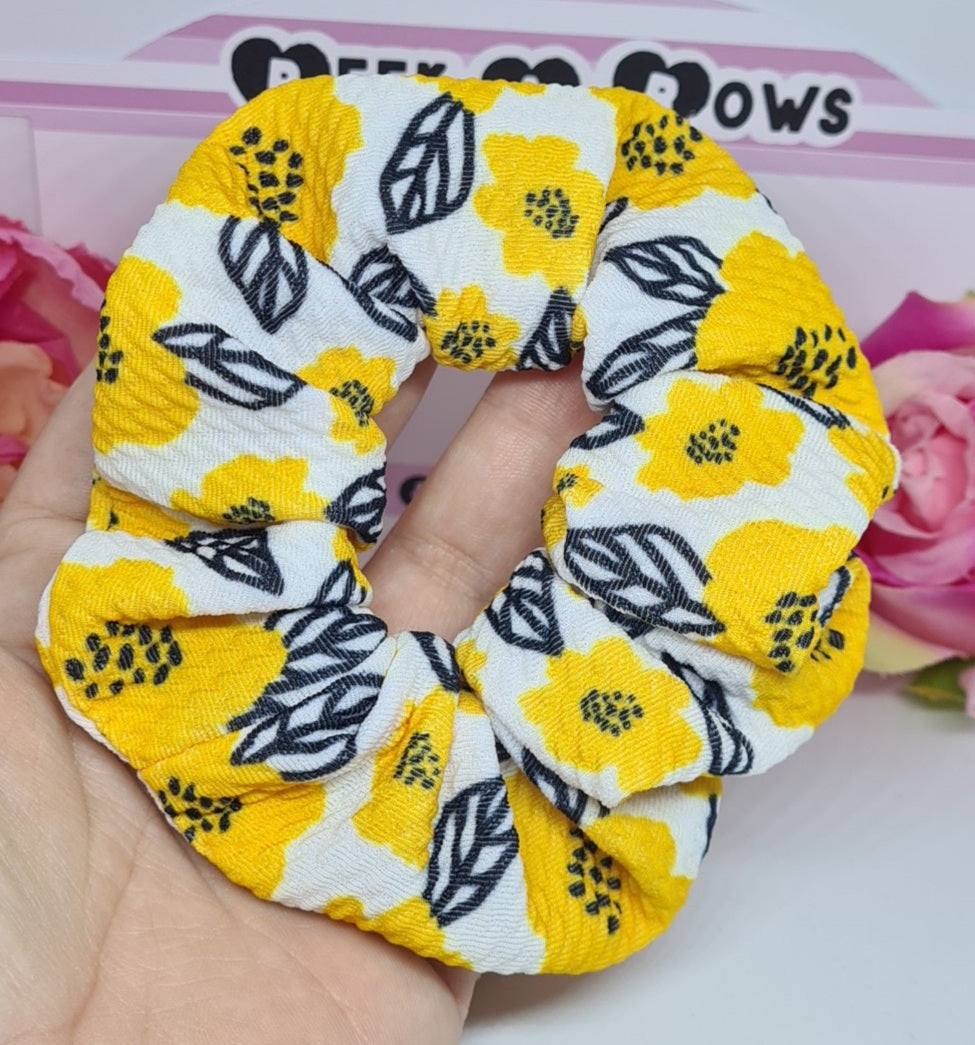 Black and yellow floral scrunchie