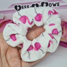 Load image into Gallery viewer, Flamingos scrunchie
