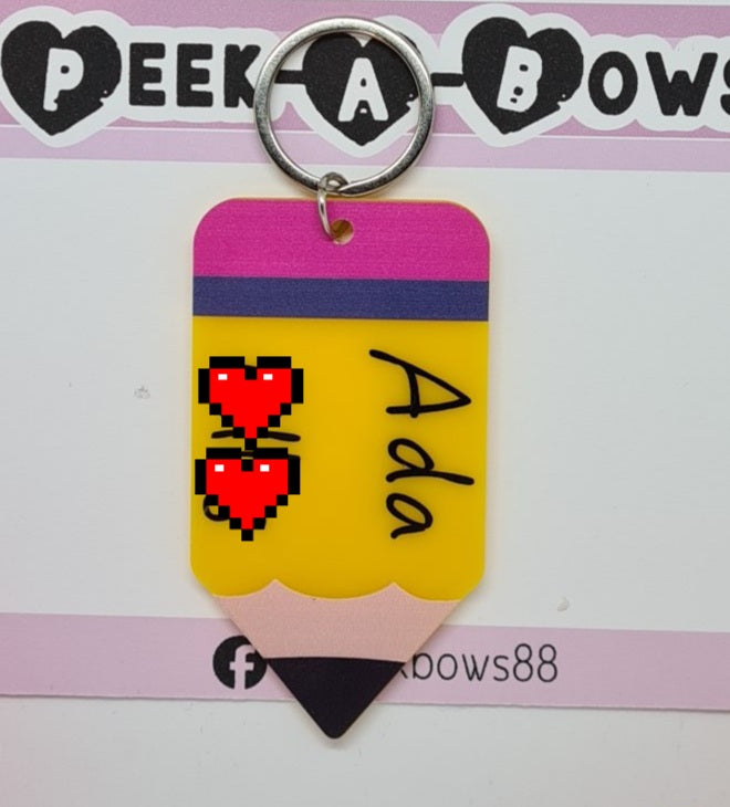 Personalised pencil bag tag/keyring