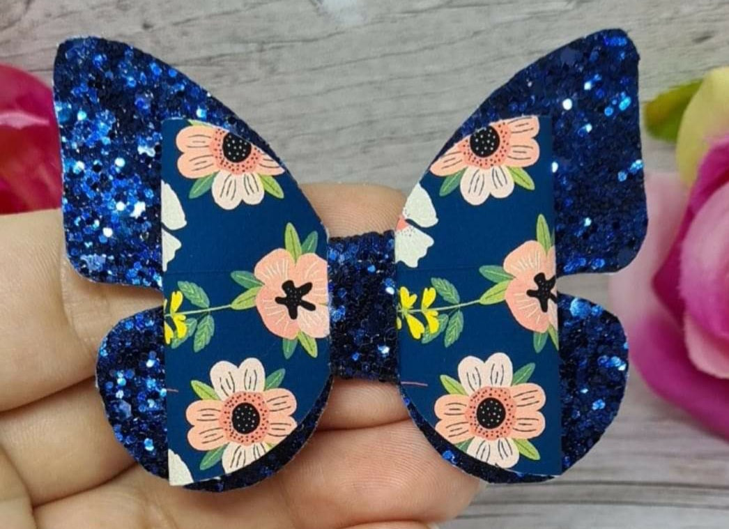 Navy floral butterfly