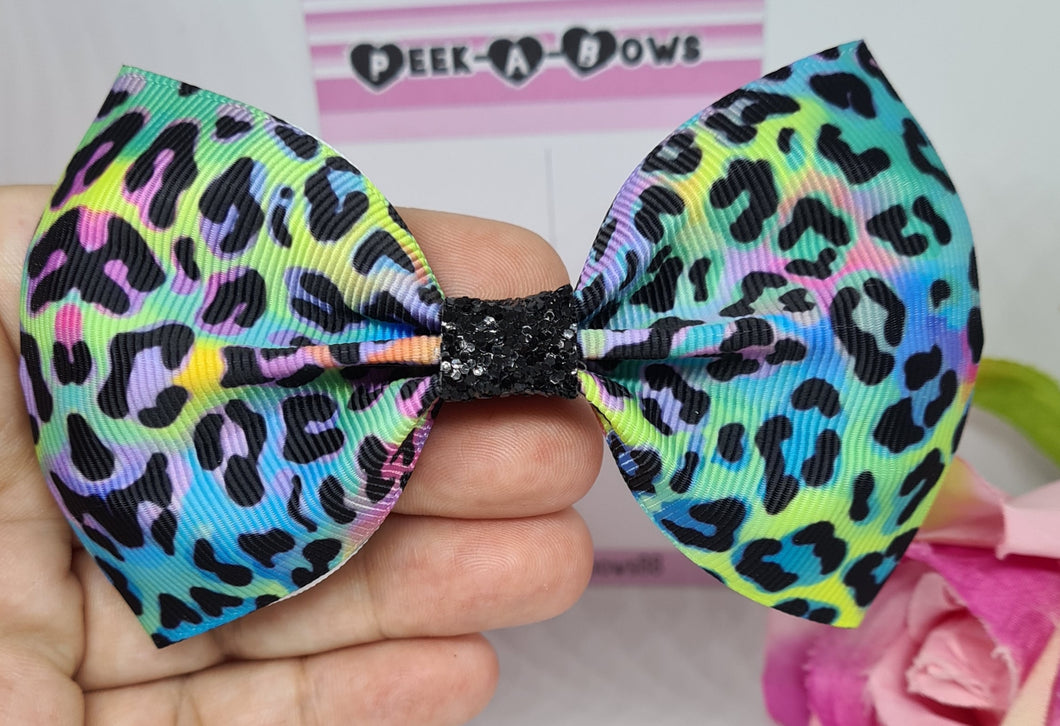 Rainbow ombre leopard ribbon