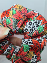 Load image into Gallery viewer, Leopard print poinsettia scrunchie
