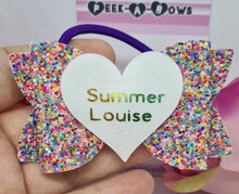 Load image into Gallery viewer, Personalised rainbow heart bow
