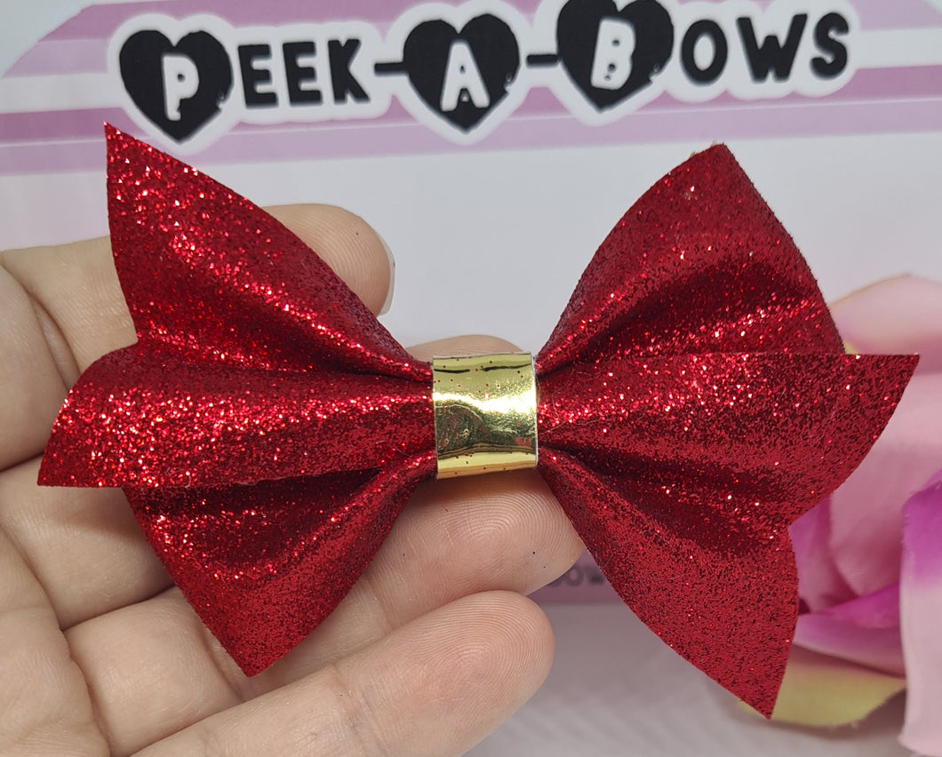 Red glitter garnet bow