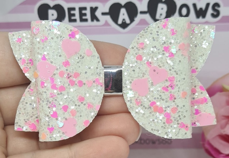 Pink heart glitter