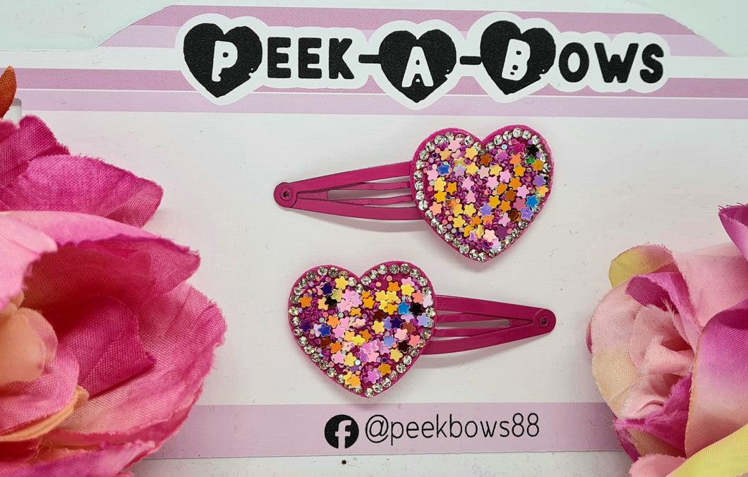 Sparkly heart fringe clip