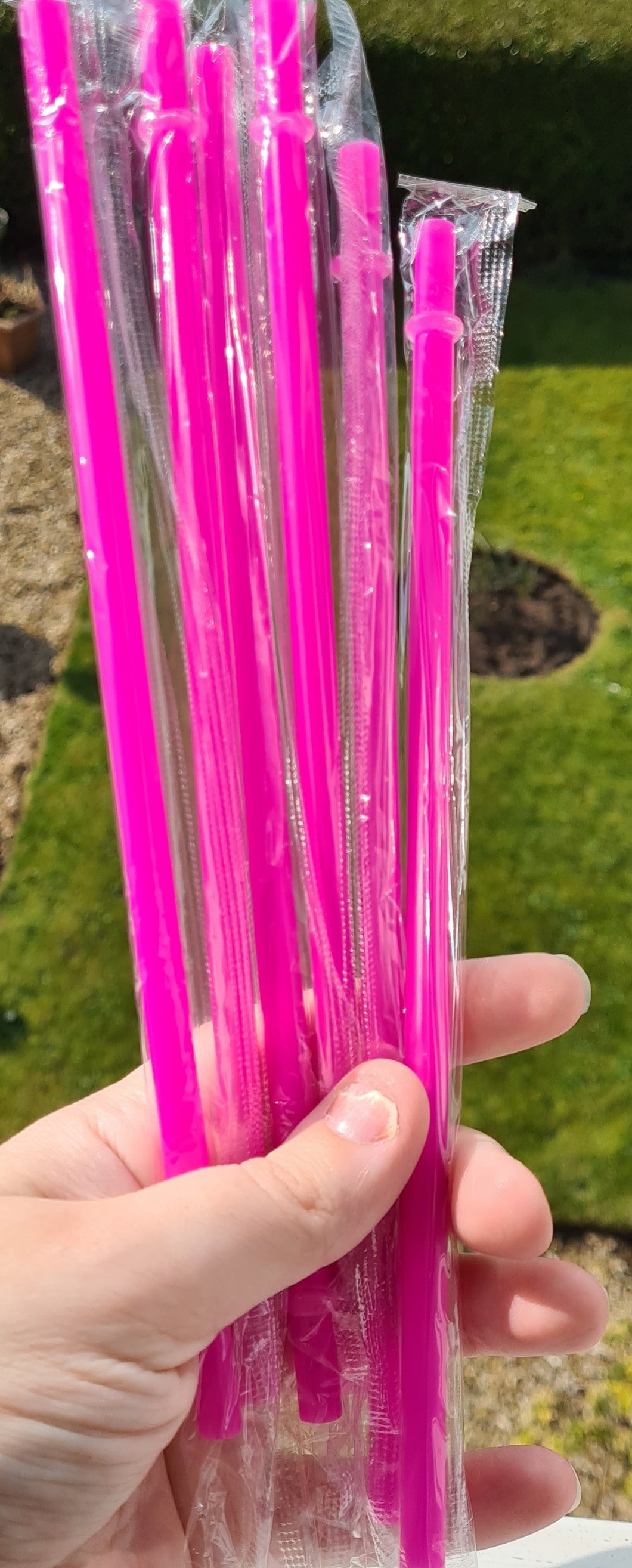 Bright pink reusable straws