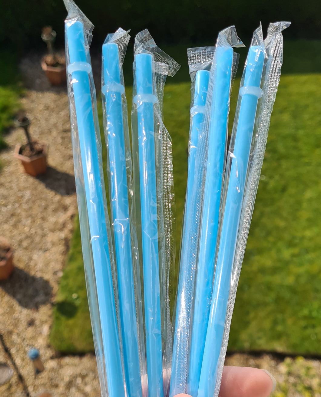 Light blue reusable straws