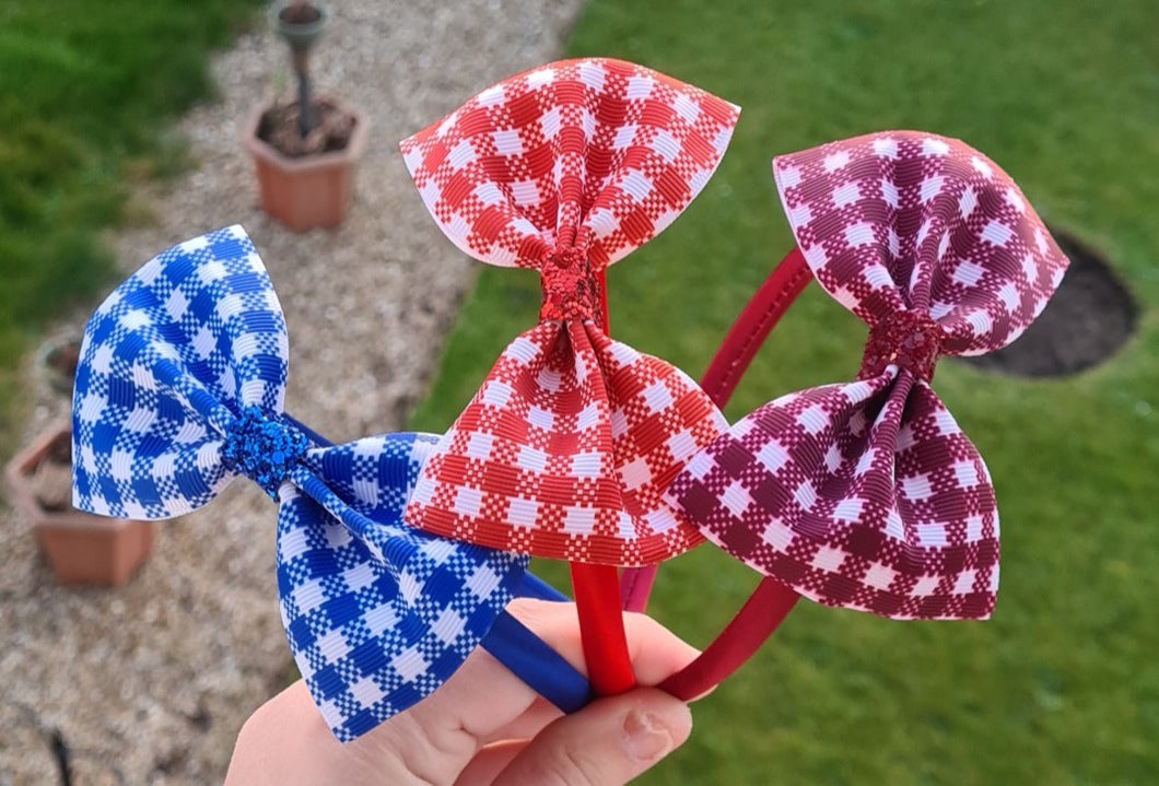 Large gingham ribbon headband