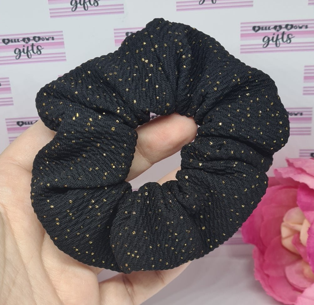 Black and gold glitter scrunchie