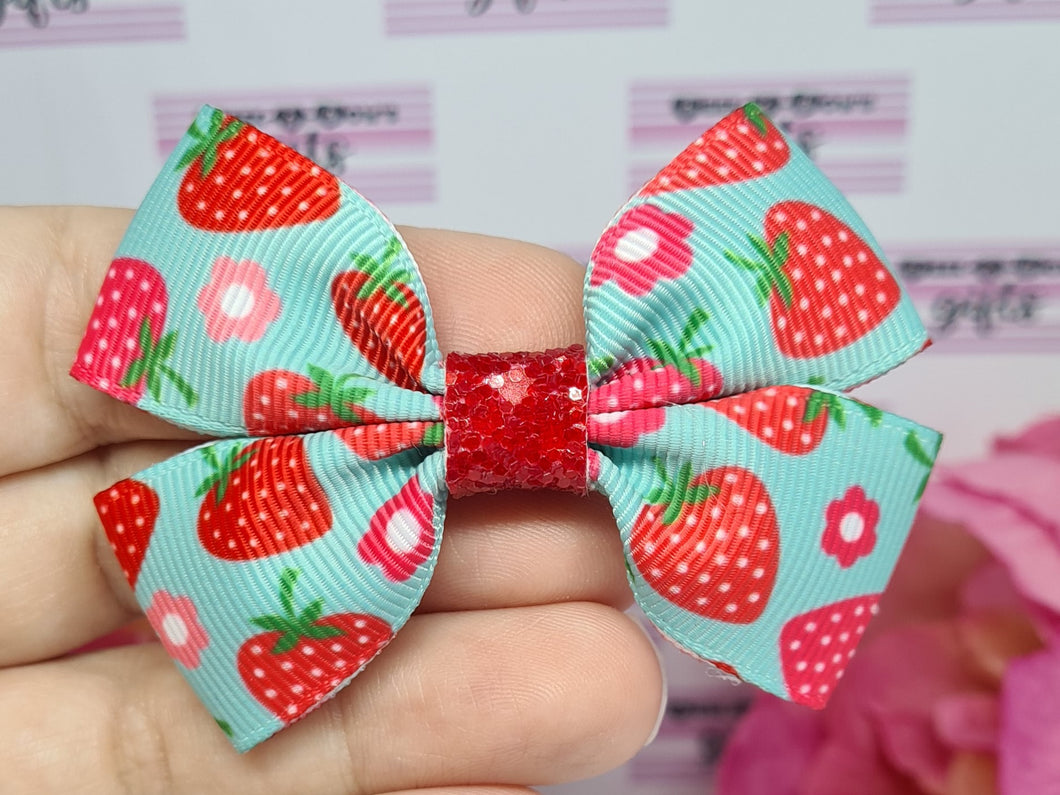 Strawberry floral ribbon bow