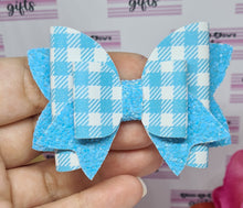 Load image into Gallery viewer, Gingham and glitter double bows
