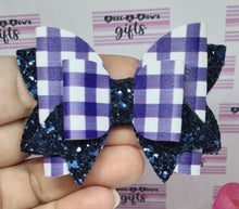 Load image into Gallery viewer, Gingham and glitter double bows
