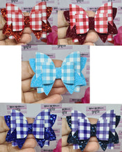 Load image into Gallery viewer, Gingham and glitter double bows
