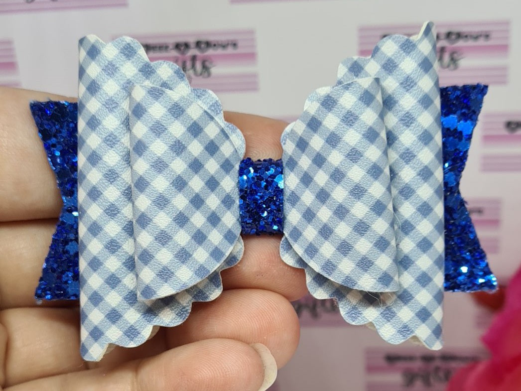 Royal blue double layered scalloped dolly bow