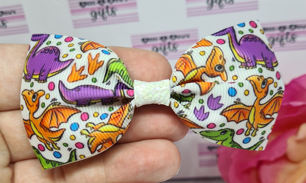 Bright dino ribbon bow