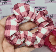 Load image into Gallery viewer, Burgundy gingham scrunchie
