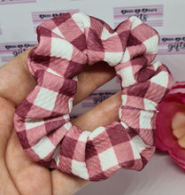 Load image into Gallery viewer, Burgundy gingham scrunchie
