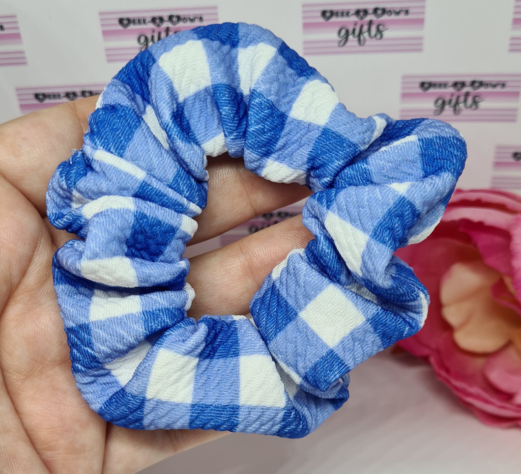 Royal blue gingham scrunchie