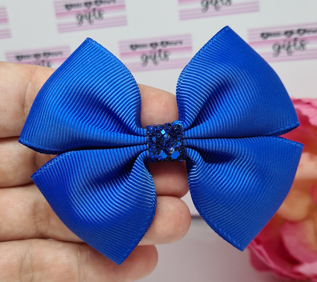 Royal blue medium ribbon bow