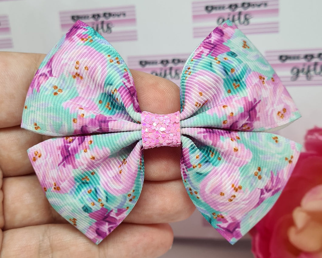 Summer floral ribbon bow