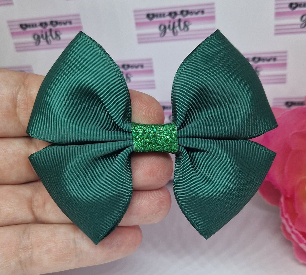 Medium hunter green ribbon bow