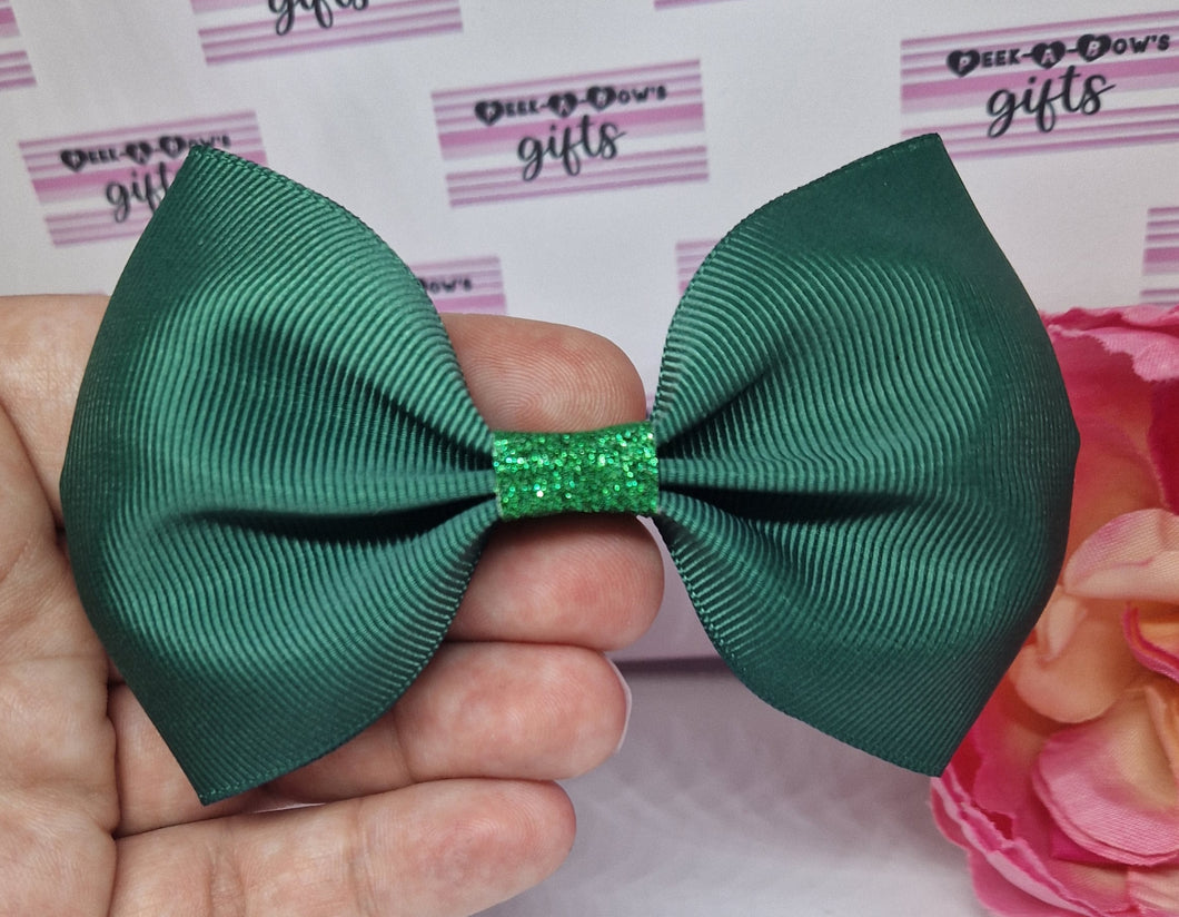 Large hunter green ribbon bow