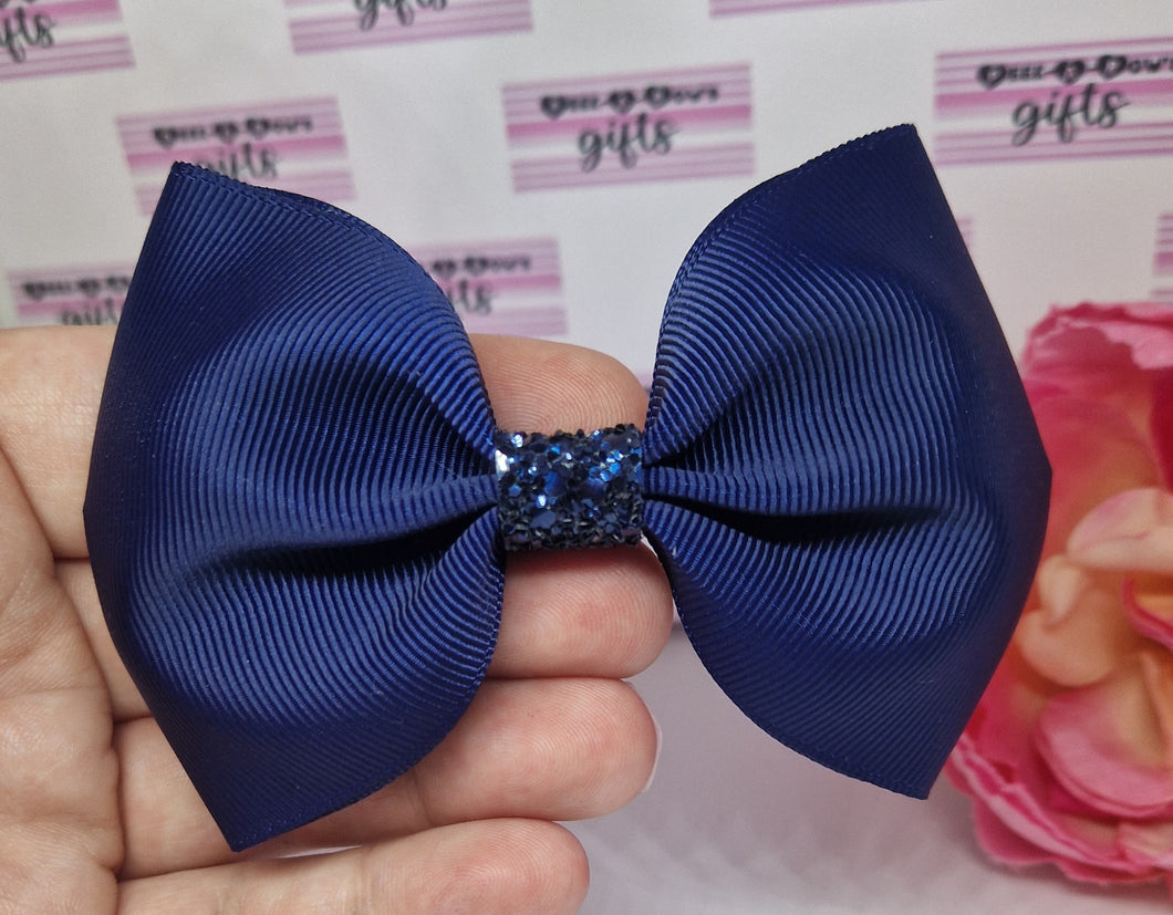 Large navy ribbon bow