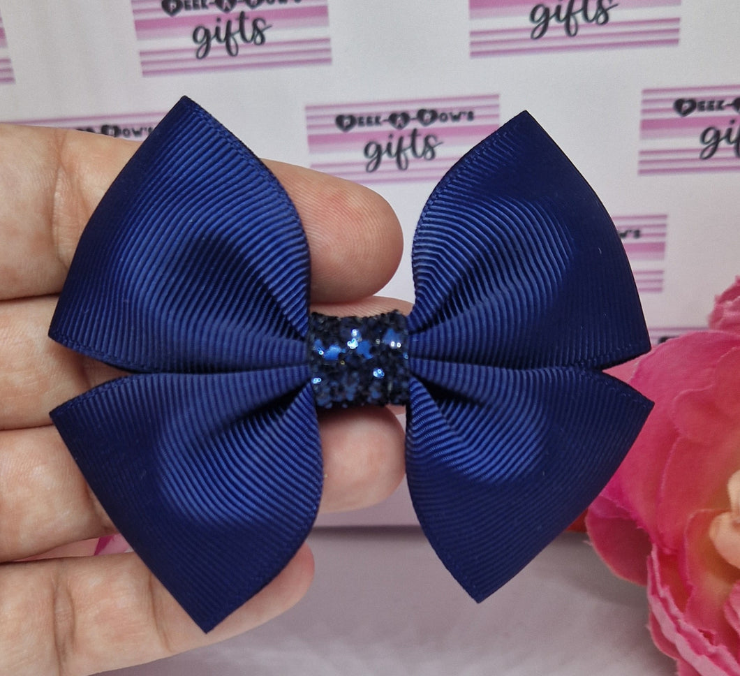 Medium navy ribbon bow