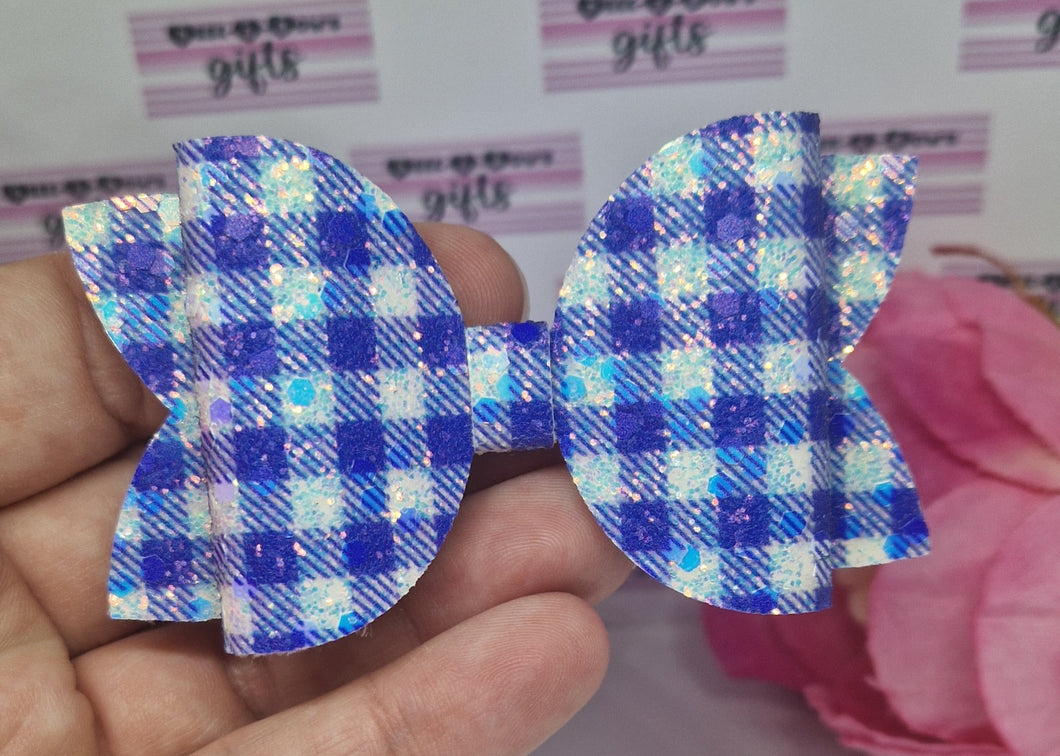 Royal gingham glitter beauty bow