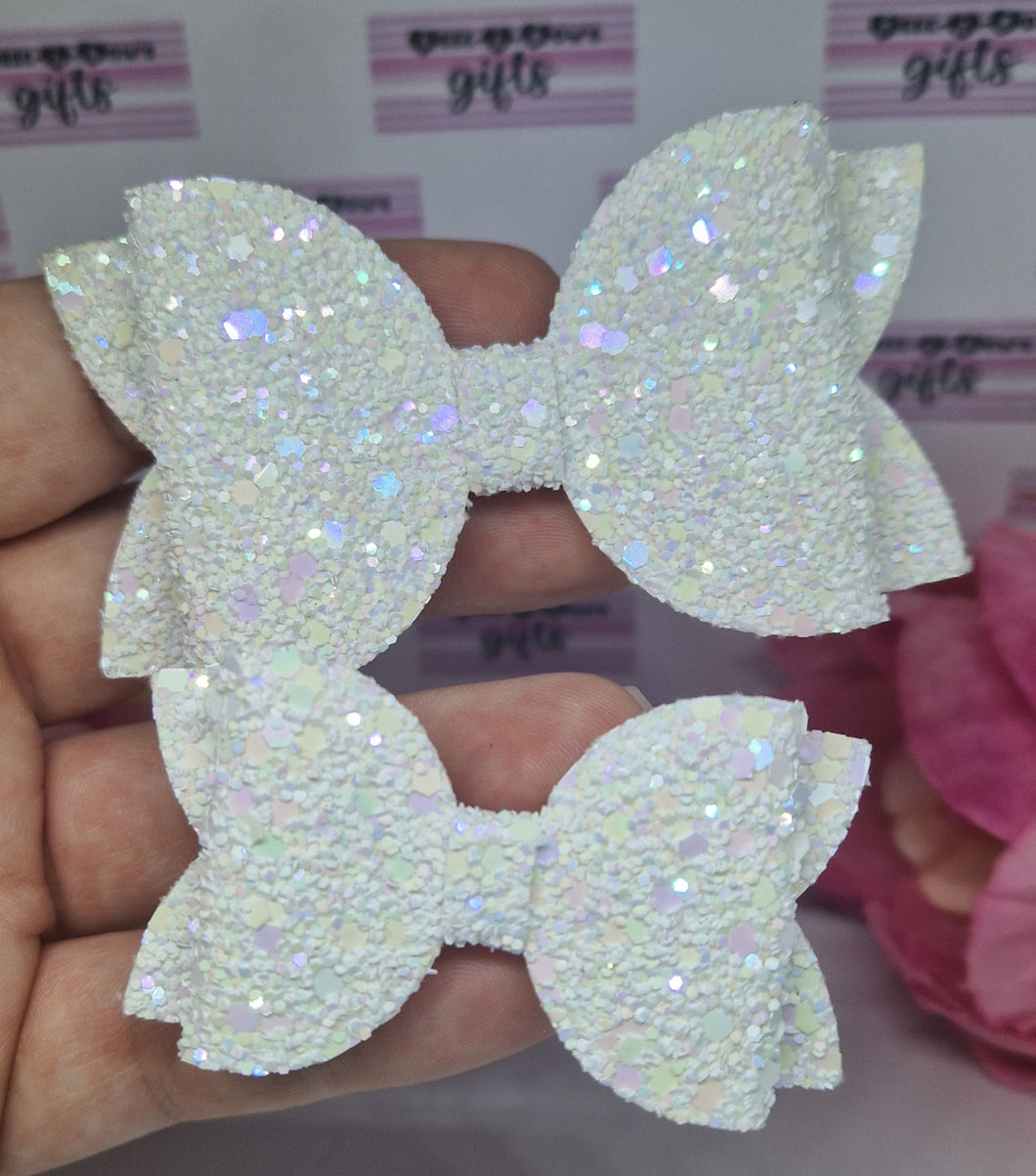 White glitter beauty bow