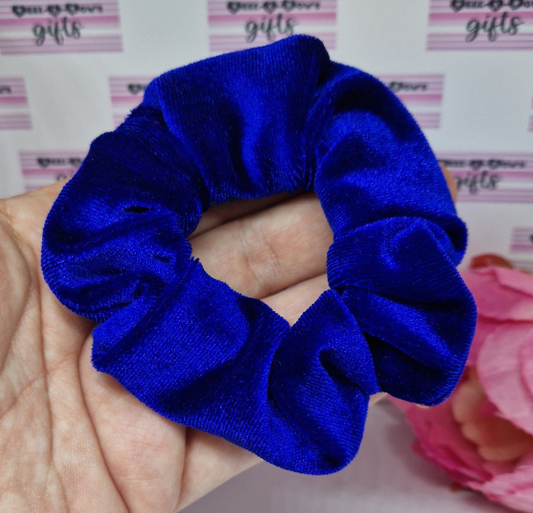 Royal blue velvet scrunchie