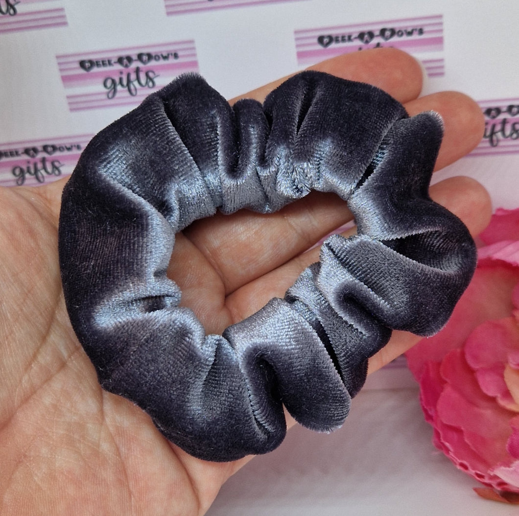 Charcoal velvet scrunchie