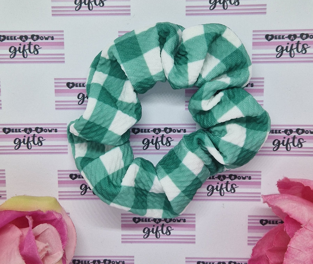 Green gingham scrunchies