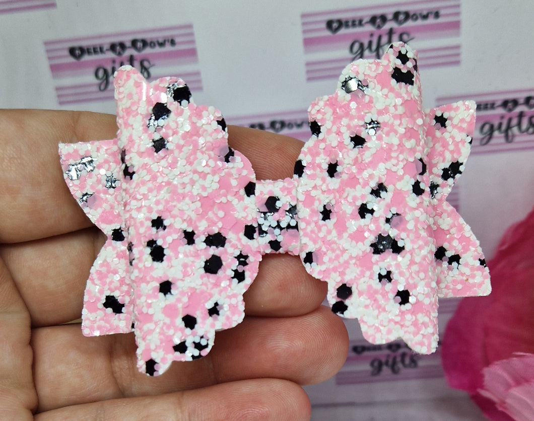 Glow in the dark pink halloween glitter bow