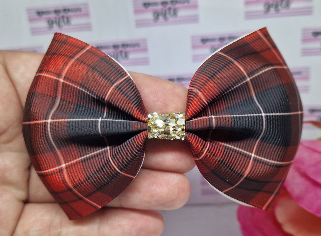 Large tartan ribbon bow