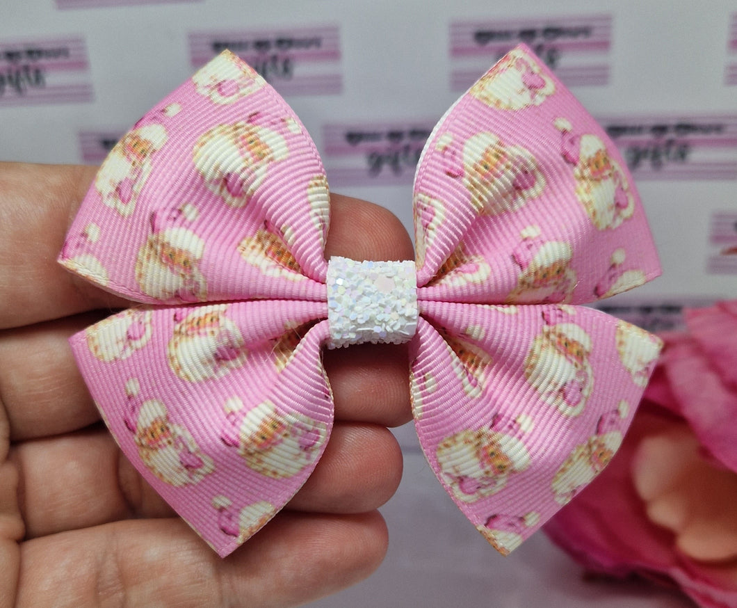 Medium pink santa ribbon bow