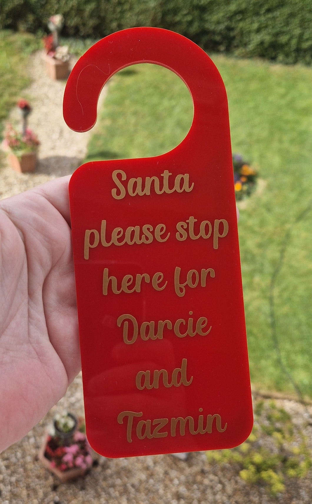 Personalised santa stop here door hangers