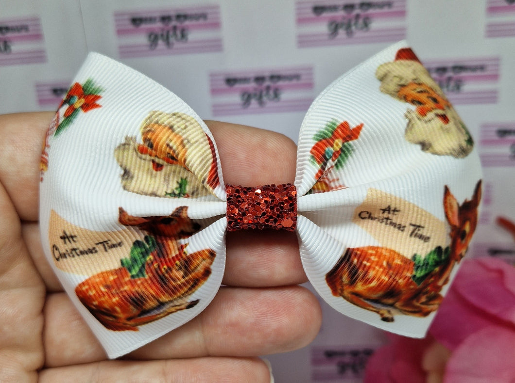 Large vintage santa ribbon bow