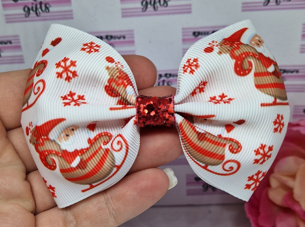 Large Santa's sleigh ribbon bow